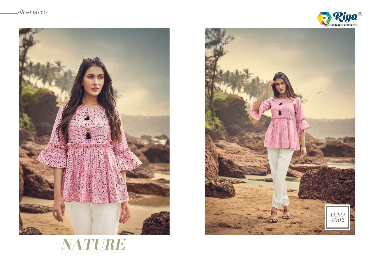 Riya Western 4 Fancy Stylish Wear Cotton Top With Bottom Collection 